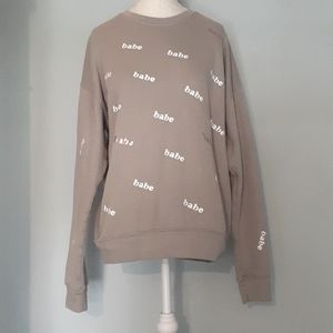 # SR taupe "babe" metallic printed sweatshirt